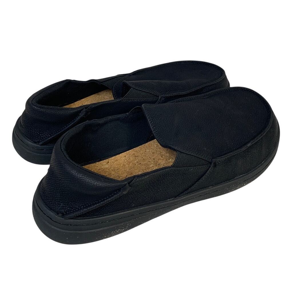 Pulltop Mens Size 10 Black Faux Leather Closed Round Toe Slip On Slippers Shoes